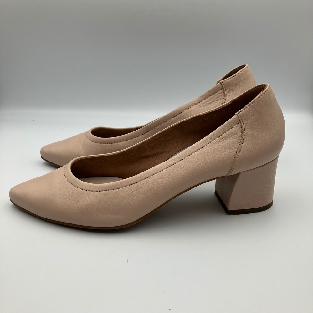 Paul Green Kami Womens Nude Leather Pointed Toe Block Heel Pumps Size 6 - Picture 5 of 11